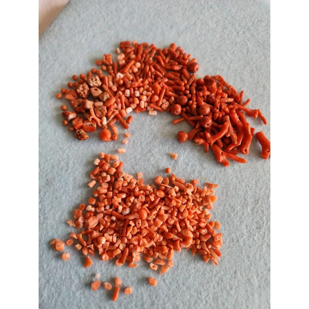Natural Red Coral Bead Lot 66g Mixed Branch Chip Round Drilled Jewelry Making